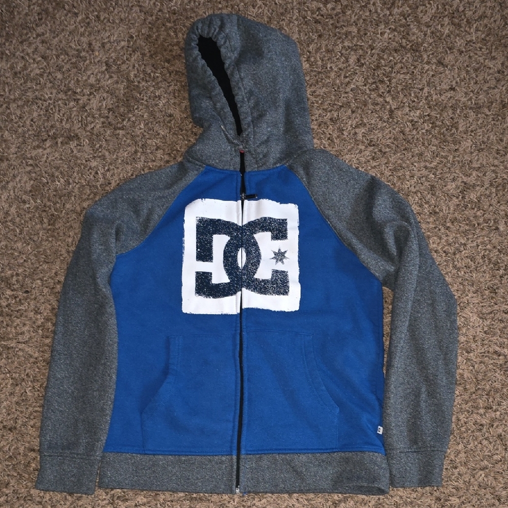 DC Blue and Gray Hoodie with Black Accents